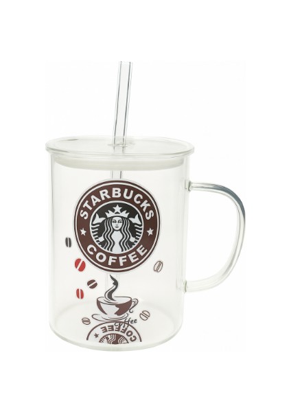 Starbucks termos kapak Cam Kupa-Cam pipetli bardak kapaklı-Kahve