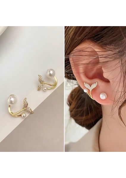 Işıltılı Deniz Kızı - Balık Kuyruğu Paslanmaz Çelik Inci Küpe fiyatları