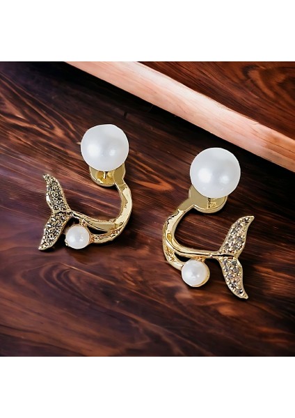 Işıltılı Deniz Kızı - Balık Kuyruğu Paslanmaz Çelik Inci Küpe fırsatları