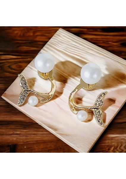 Işıltılı Deniz Kızı - Balık Kuyruğu Paslanmaz Çelik Inci Küpe indirimleri