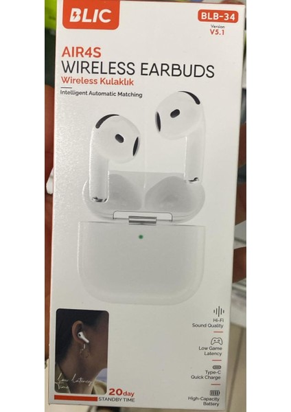 44 BLB34 Kablosuz Bluetooth Kulaklık | Hi-Fi Stereo Ses | 5.1 Sürüm