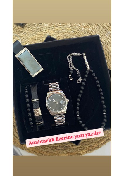 Özel Kutulu Hediyelik Erkek Kombin Saat Seti Eşinize Sevgilinize Hediye Seti - 6045