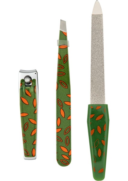 Şık Tilki Desenli 3'lü Manikür Seti – Törpü, Cımbız, Tırnak Makası modelleri