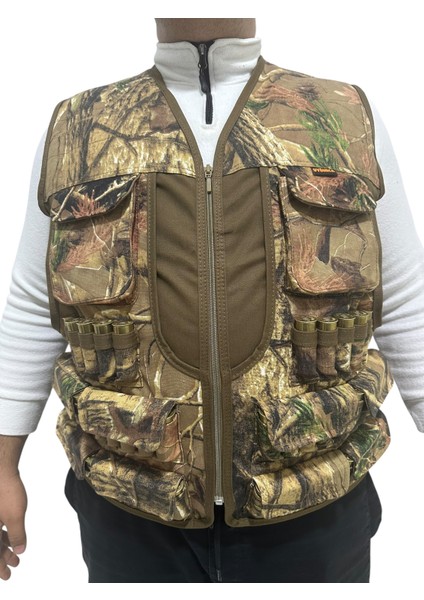 Avcı Yeleği - 50 Fişek Kapasiteli - Meşe Desen - 12 Kalibre