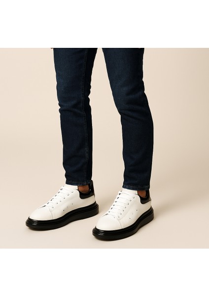 GR0134 Hakiki Deri Küçük Numara 38 Numara Yeni Nesil Jel Taban Sneaker Ayakkabı