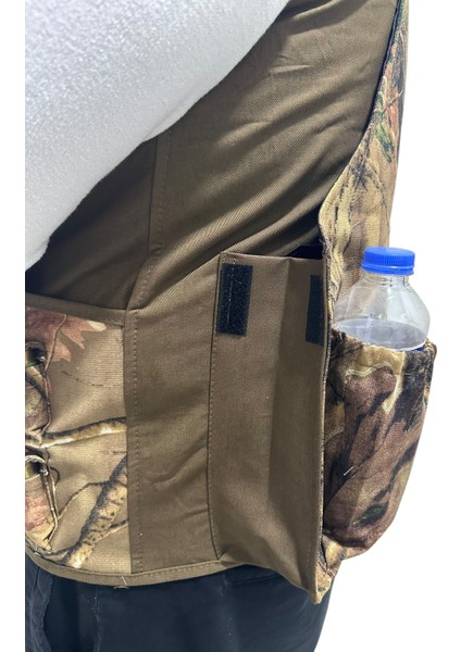 Avcı Yeleği - 50 Fişek Kapasiteli - Meşe Desen - 12 Kalibre - Turuncu Omuzlu indirimleri