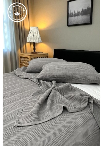 %100 Pamuk Pike Takımı Battal Bordürlü 1 Nefes Alan Pike+2 Yumuşak Yastık Kılıfı, Terletmeyen