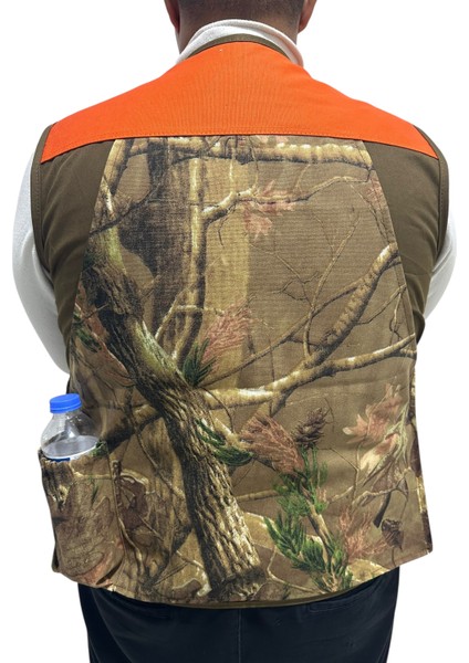 Avcı Yeleği - 50 Fişek Kapasiteli - Meşe Desen - 12 Kalibre - Turuncu Omuzlu fırsatları