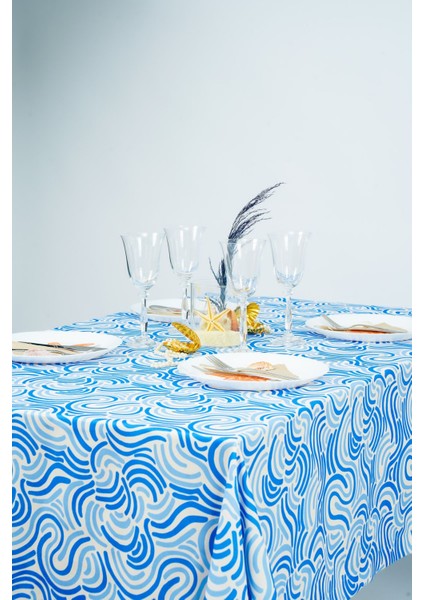 Bodrum Süet Dokuma Dijital Baskılı Masa Örtüsü | 140X180 cm & 140X220 cm