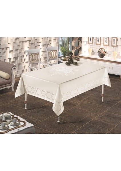 Jumbo Dertsiz Pano Krem Masa Örtüsü | Kir Leke Tutmaz Sıvı Geçirmez | Krem Jakarlı Masa Örtüsü fiyatları