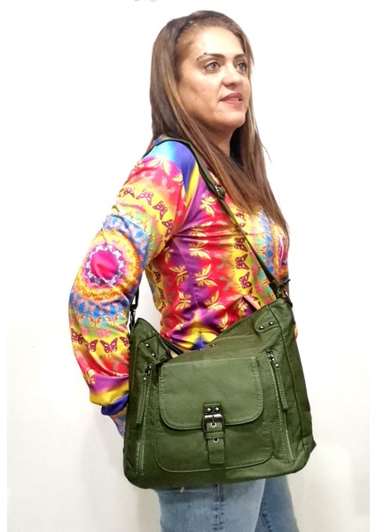 Lüks 16501 Yeşil Omuz Çantası