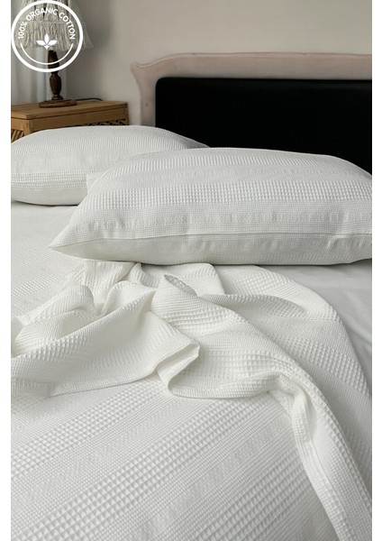 %100 Pamuk Pike Takımı Battal Bordürlü 1 Nefes Alan Pike+2 Yumuşak Yastık Kılıfı, Terletmeyen