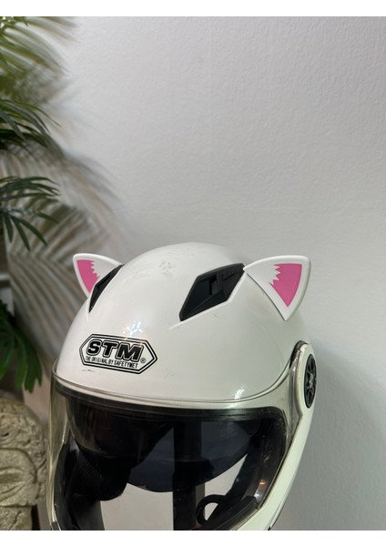 Motor & Motosiklet Pembe Desenli Kedi Kulak Kask Dış Aksesuarı fırsatları