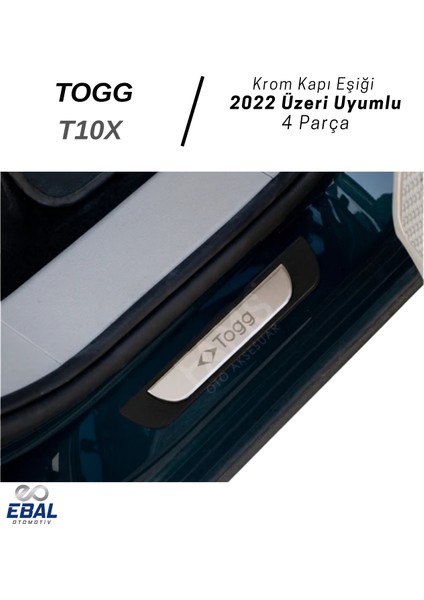 Togg T10X 2022 Üzeri Krom Kapı Eşiği 4 Kapı Paslanmaz Çelik Abs Çerçeve (Togg Yazılı) fırsatları