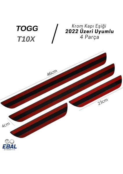 Togg T10X 2022 Üzeri Krom Kapı Eşiği 4 Kapı Paslanmaz Çelik Abs Çerçeve (Togg Yazılı) indirimleri