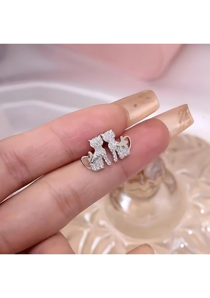 Mistik Ikili: Kedi ve Kelebek Gümüş Tasarım Küpe modelleri