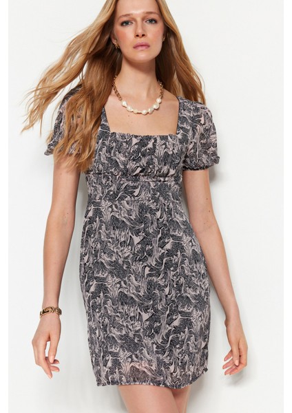 Shopeonly siyah A Kesim Mini Dokuma Astarlı Göğüs Detaylı Elbise fiyatları