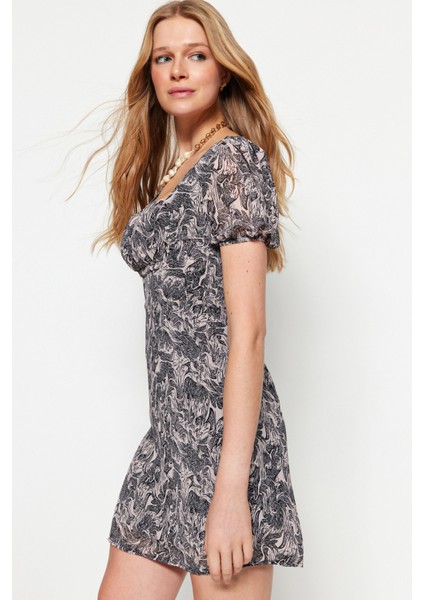 Shopeonly siyah A Kesim Mini Dokuma Astarlı Göğüs Detaylı Elbise modelleri