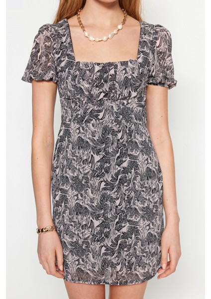 Shopeonly siyah A Kesim Mini Dokuma Astarlı Göğüs Detaylı Elbise fırsatları