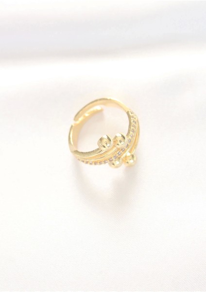 Topçuk Model Zirkon Taşlı Gold Renk Ayarlanabilir Yüzük modelleri