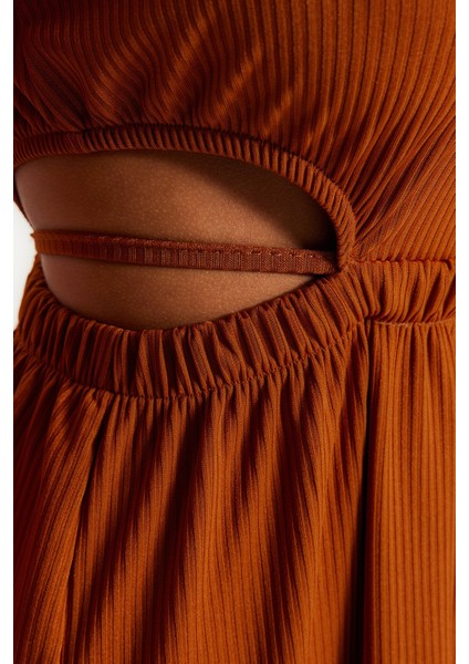 Shopeonly tarçın Cut Out Detaylı A-Line Maxi Örme Elbise indirimleri