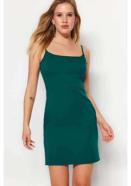 Shopeonly zümrüt Yeşili Mini Dokuma Elbise fiyatları