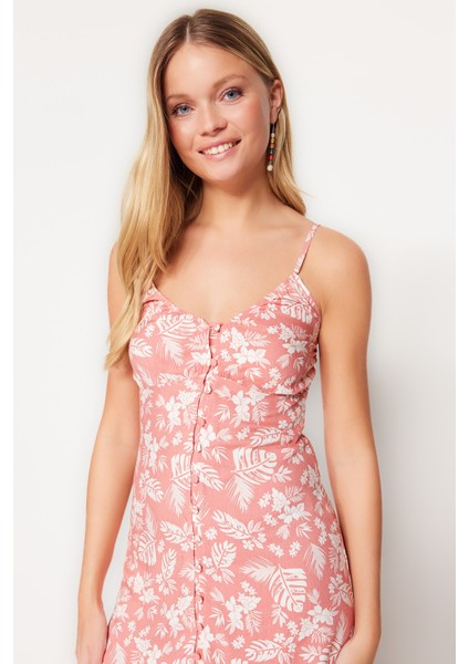 Shopeonly kiremit Midi Dokuma Çiçek Desenli Elbise modelleri