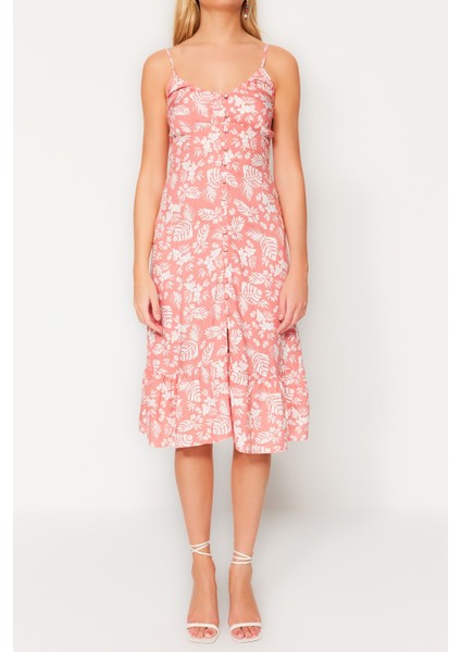 Shopeonly kiremit Midi Dokuma Çiçek Desenli Elbise fırsatları