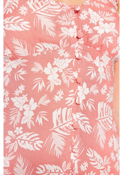 Shopeonly kiremit Midi Dokuma Çiçek Desenli Elbise indirimleri