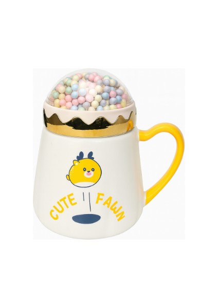 Kedi Figürlü Seramik Kupa Bej