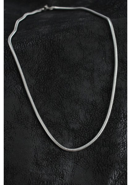 316L Çelik Oval Italyan Zincir Model Gümüş Renk Erkek Kolye