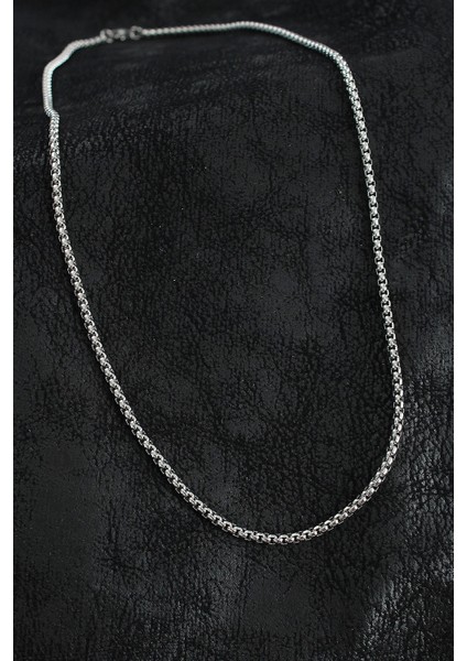 316L Çelik Örme Zincir Model Gümüş Renk Erkek Kolye