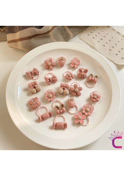 20'li Özel Tasarım Hediyelik Soft Kız Bebek Lastik Toka Seti - Dayanıklı Çocuk Lastikli Saç Tokası