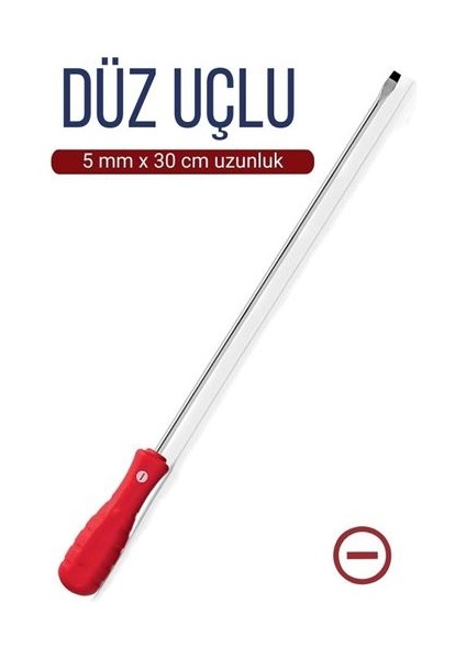 Engithalat 5 mm Uç 30 cm Uzunluk Düz Uç Tornavida