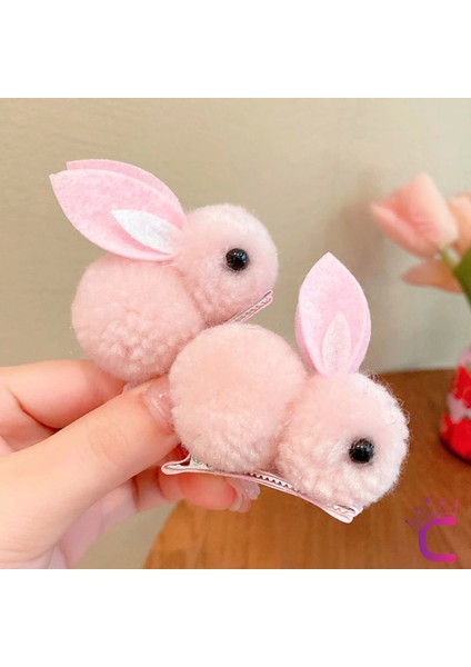2'li Pembe Tavşanlı Yumuşak Astarlı Klips Toka Seti - Kız Bebek Çocuk Klipsli Pens Saç Tokası fiyatları