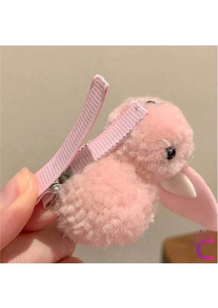 2'li Pembe Tavşanlı Yumuşak Astarlı Klips Toka Seti - Kız Bebek Çocuk Klipsli Pens Saç Tokası modelleri