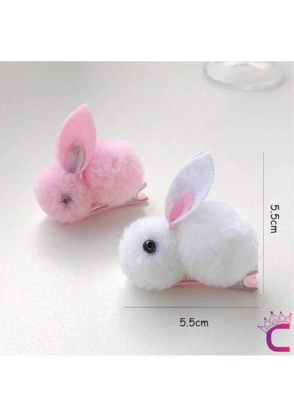 2'li Pembe Tavşanlı Yumuşak Astarlı Klips Toka Seti - Kız Bebek Çocuk Klipsli Pens Saç Tokası fırsatları