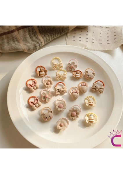 20'li Özel Tasarım Hediyelik Soft Kız Bebek Lastik Toka Seti - Dayanıklı Çocuk Lastikli Saç Tokası