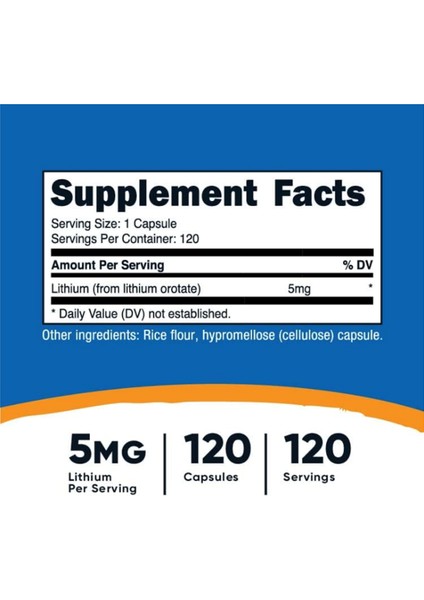 Lithium Orotate 5 mg - 120 Veggie Capsul fiyatları