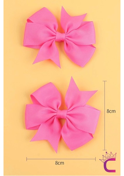 2'li Kız Çocuk Grogren Saten Fiyonk Toka Seti Pembe - Fiyonklu Kurdele Klips Pens Saç Tokası modelleri