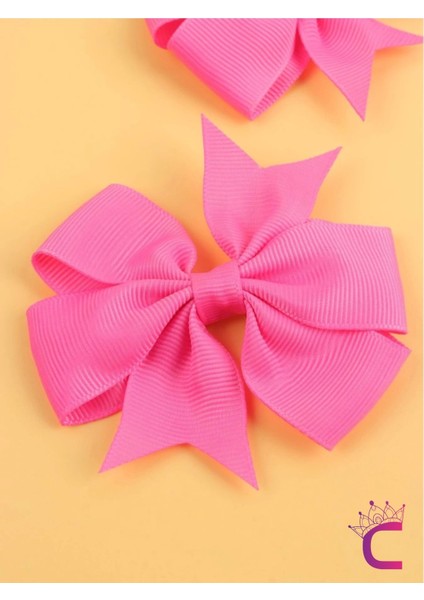 2'li Kız Çocuk Grogren Saten Fiyonk Toka Seti Pembe - Fiyonklu Kurdele Klips Pens Saç Tokası indirimleri
