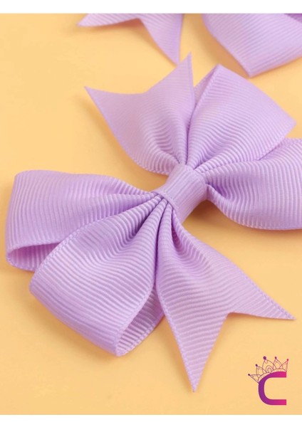 2'li Kız Çocuk Grogren Saten Fiyonk Toka Seti Lila Renk - Fiyonklu Kurdele Klips Pens Saç Tokası fırsatları
