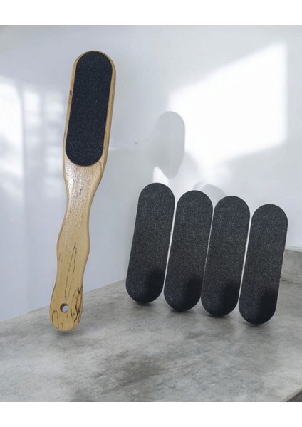 Ahşap Topuk ve Pedikür Spatulası Seti, 5 Yedek Törpü İle Birlikte modelleri