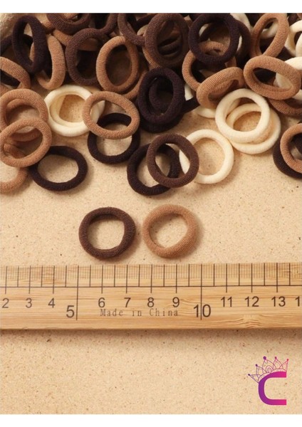 100'LÜ Günlük Kahve Tonlu Çantalı Küçük Lastik Toka Seti - Kız Çocuk Yumuşak Lastikli Saç Tokası fırsatları