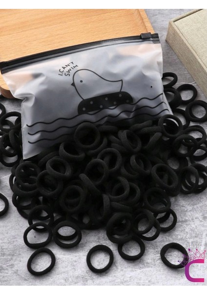 100'LÜ Günlük Çantalı Küçük Siyah Lastik Toka Seti - Kız Çocuk Yumuşak Lastikli Havlu Saç Tokası fiyatları