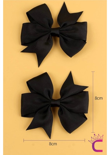 2'li Kız Çocuk Grogren Saten Fiyonk Toka Seti Bej Renk - Fiyonklu Kurdele Klips Pens Saç Tokası modelleri