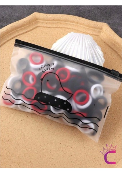 100'LÜ Renkli Çantalı Minik Havlu Lastik Toka Seti - Günlük Kadın Çocuk Yumuşak Lastikli Saç Tokası fiyatları