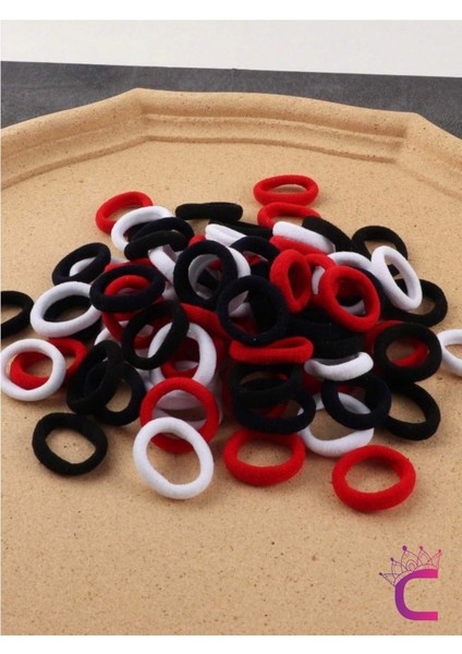 100'LÜ Renkli Çantalı Minik Havlu Lastik Toka Seti - Günlük Kadın Çocuk Yumuşak Lastikli Saç Tokası indirimleri