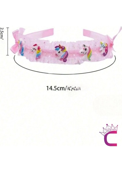 Kız Çocuk Sevimli Fiyonklu Unicorn Taç Pembe - Kurdele Çocuk Taç Saç Bandı Toka Prenses Tacı fırsatları