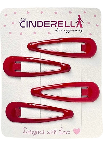 4'lü Model Çıt Çıt Toka Seti Kırmızı 5 cm - Günlük Kullanım Çıtçıt Toka Yan Saç Tokası